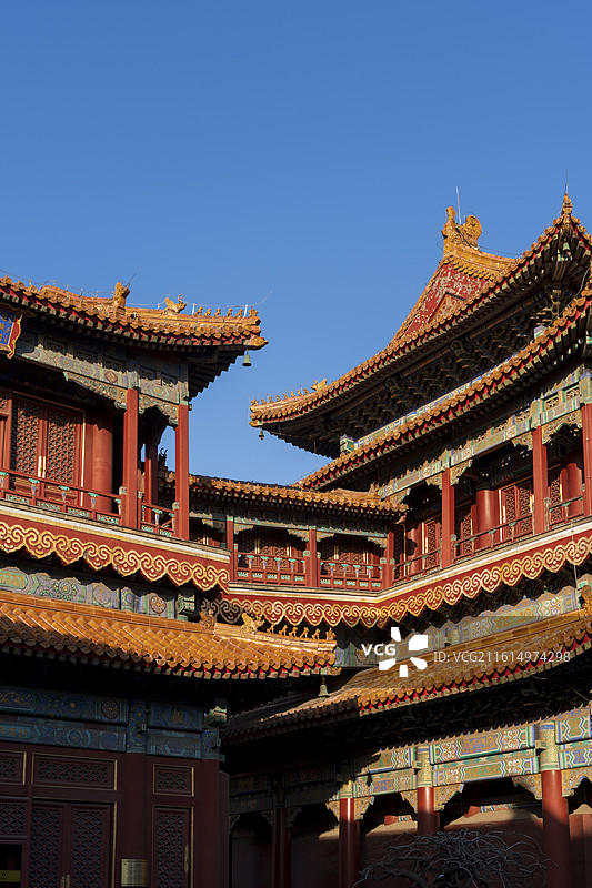 雍和宫万福阁是雍和宫最雄伟的建筑，也是全国重点文物保护单位雍和宫的重要组成部分。图片素材