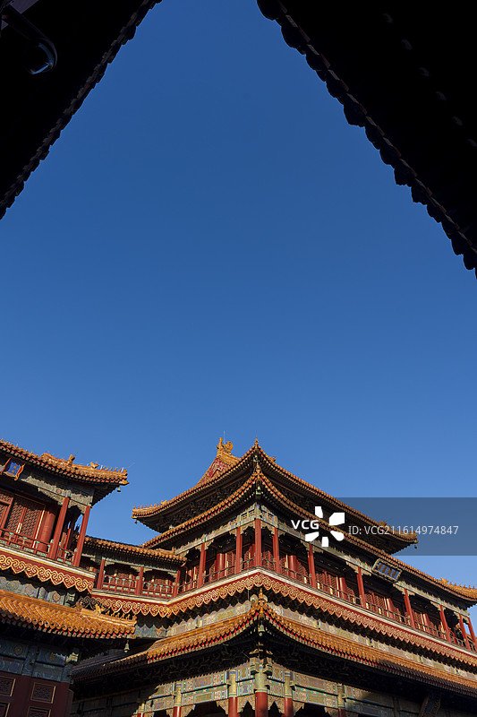 雍和宫万福阁是雍和宫最雄伟的建筑，也是全国重点文物保护单位雍和宫的重要组成部分。图片素材