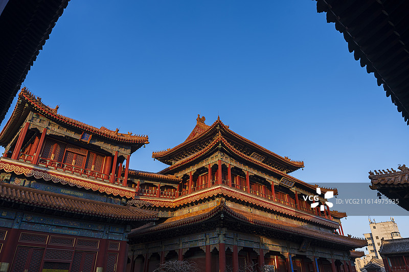 雍和宫万福阁是雍和宫最雄伟的建筑，也是全国重点文物保护单位雍和宫的重要组成部分。图片素材