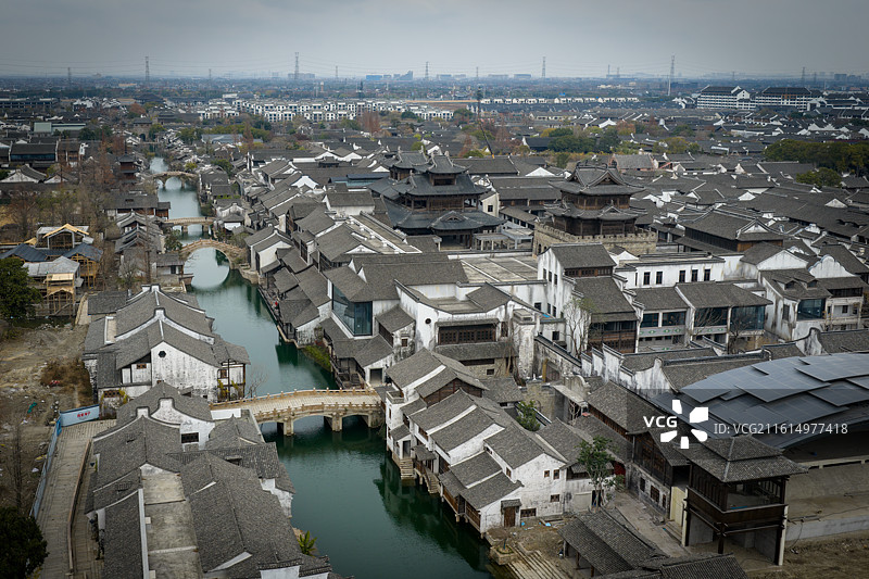 浙江嘉兴海宁盐官古镇风光图片素材