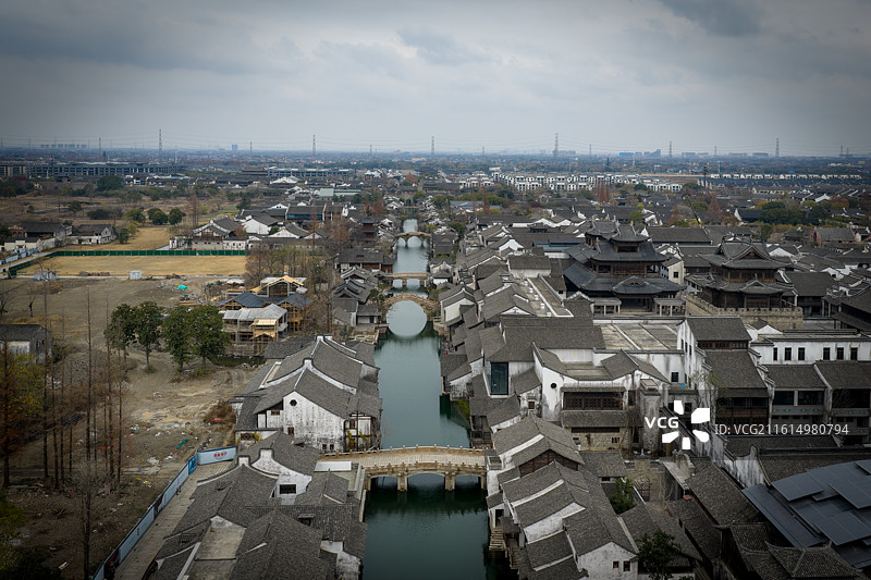 浙江嘉兴海宁盐官古镇风光图片素材