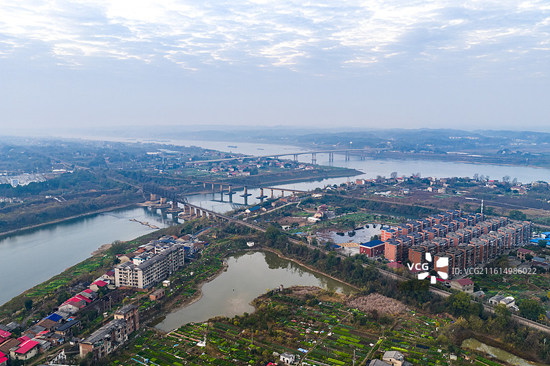 航拍湖南株洲市渌口区城市日出风光图片素材