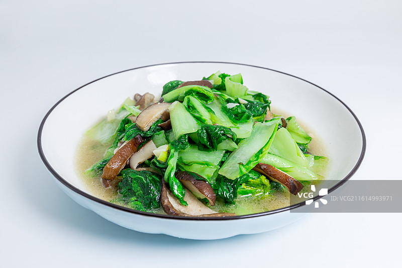 香菇炒小白菜图片素材