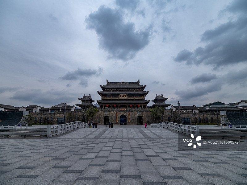 浙江嘉兴海宁盐官古镇风光图片素材