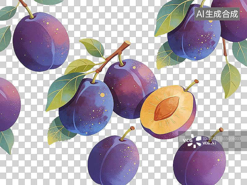 【AI数字艺术】西梅插画图片素材