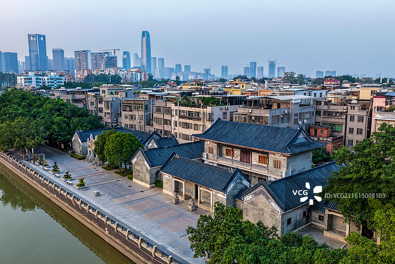 广东省广州市海珠区黄埔古港航拍图片素材
