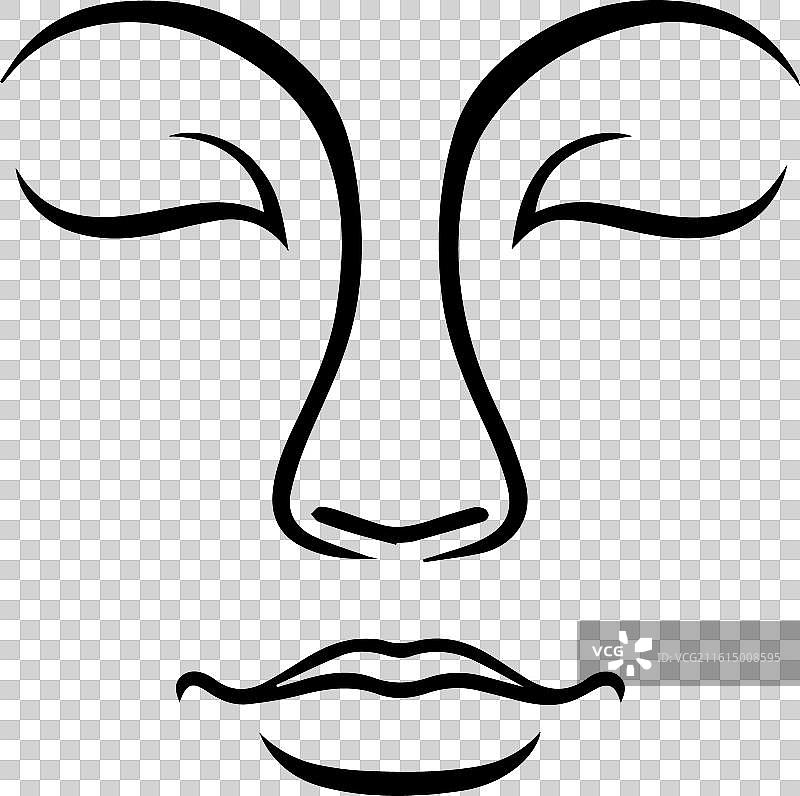 鼻子图标或现代线条符号线描和图标图片素材