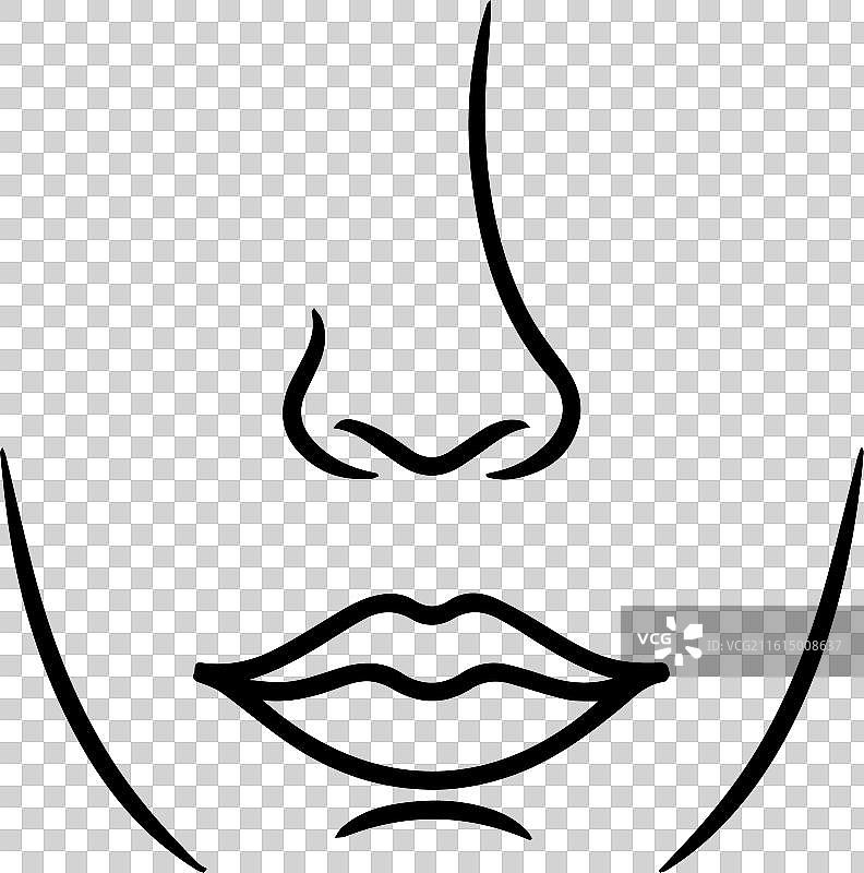 鼻子图标或现代线条符号，线条艺术和图标图片素材