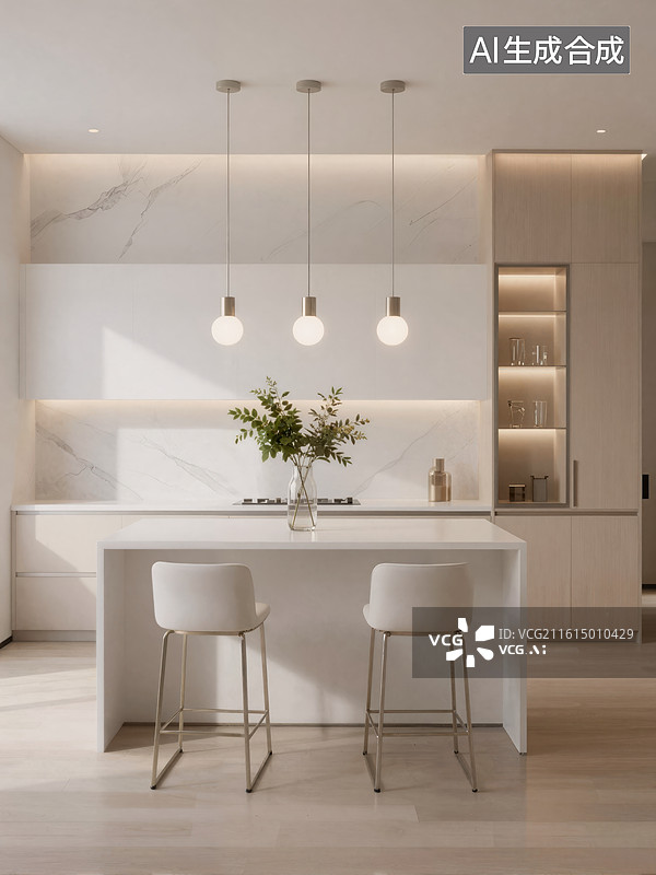 【AI数字艺术】现代简约厨房餐桌设计图片素材