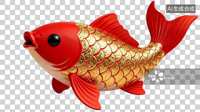 【AI数字艺术】红色金鳞鲤鱼摆件图片图片素材