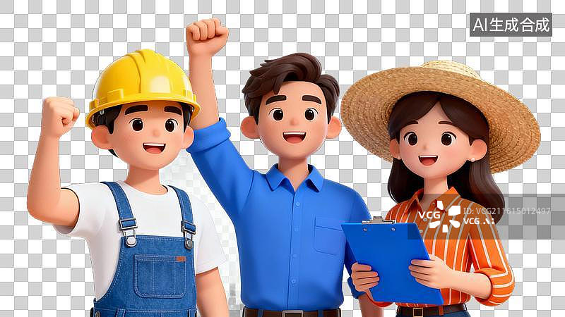 【AI数字艺术】三名职业人士庆祝成功图片素材