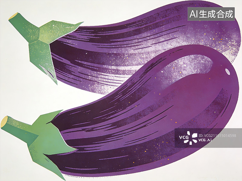 【AI数字艺术】两根紫色茄子的插画图片素材