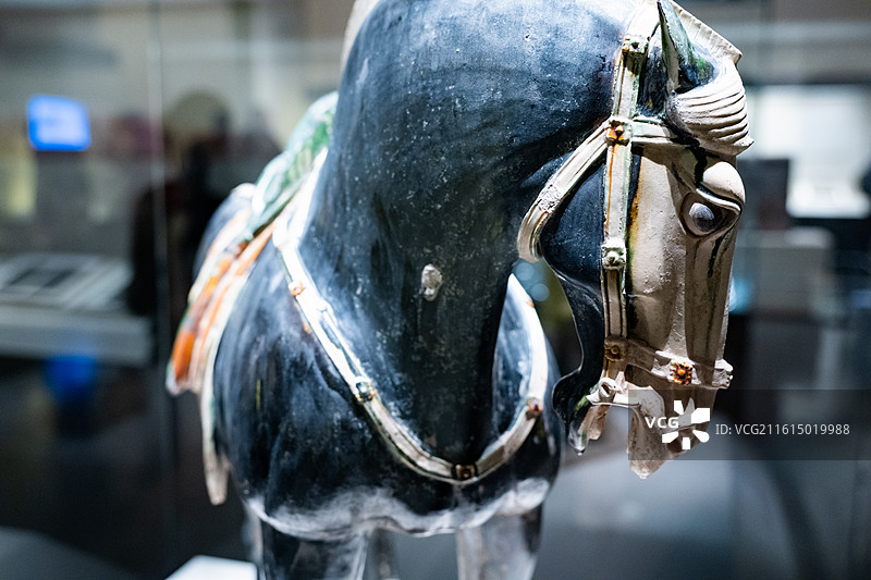 国家博物馆 唐 三彩黑釉陶马 1972年河南洛阳关林出土图片素材