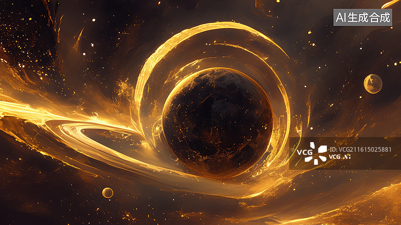 【AI数字艺术】宇宙黑洞与星环奇观图片素材