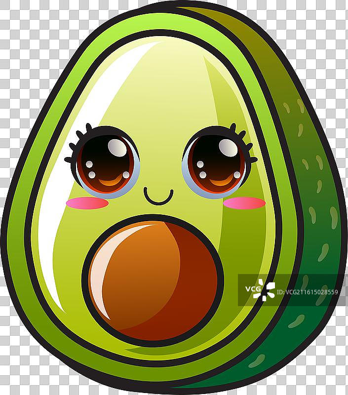 渐变色微笑牛油果卡通贴纸图片素材