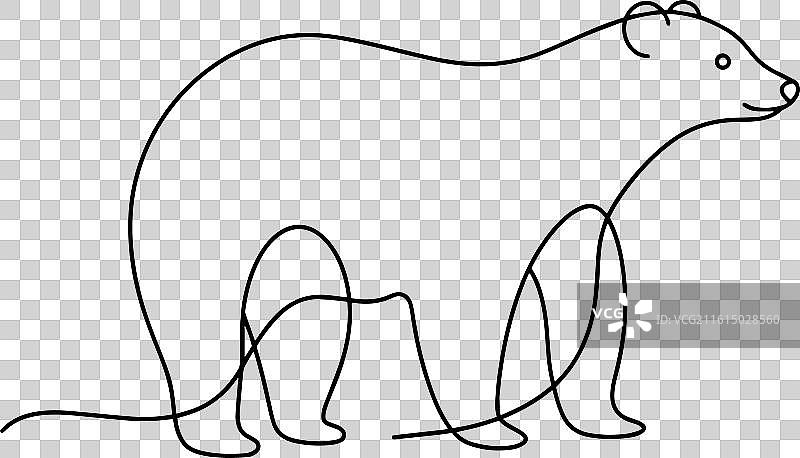 白色背景上的北极熊连笔画艺术图片素材