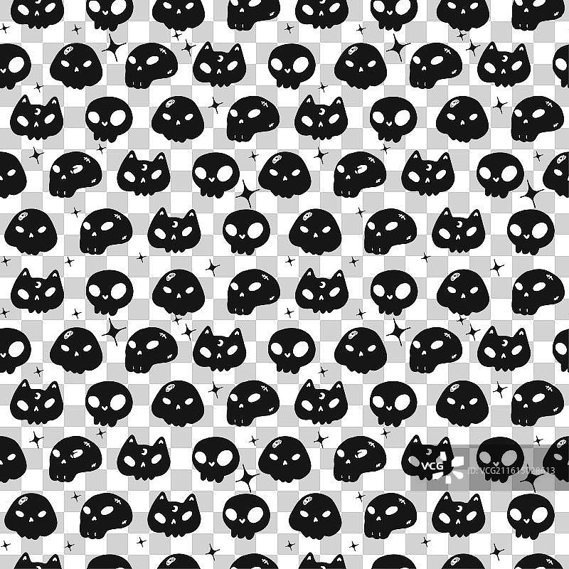 可爱的万圣节无缝花纹，有黑猫图片素材