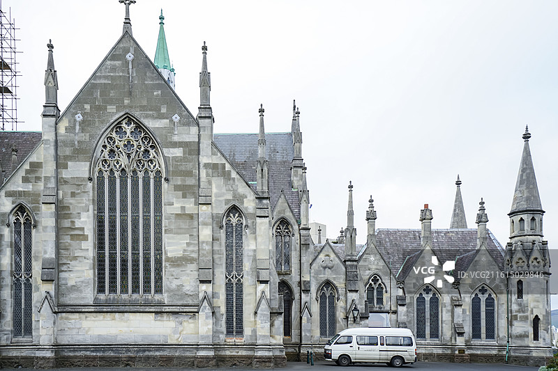 新西兰奥塔哥第一教堂,哥特式教堂建筑外观图片素材