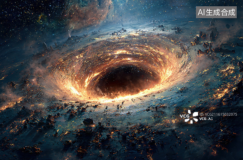 【AI数字艺术】宇宙黑洞吞噬星体景象图片素材