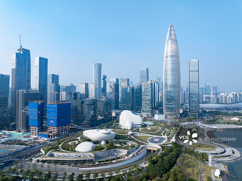 广东深圳湾广场展馆内外航拍春笋后海人才公园图片素材