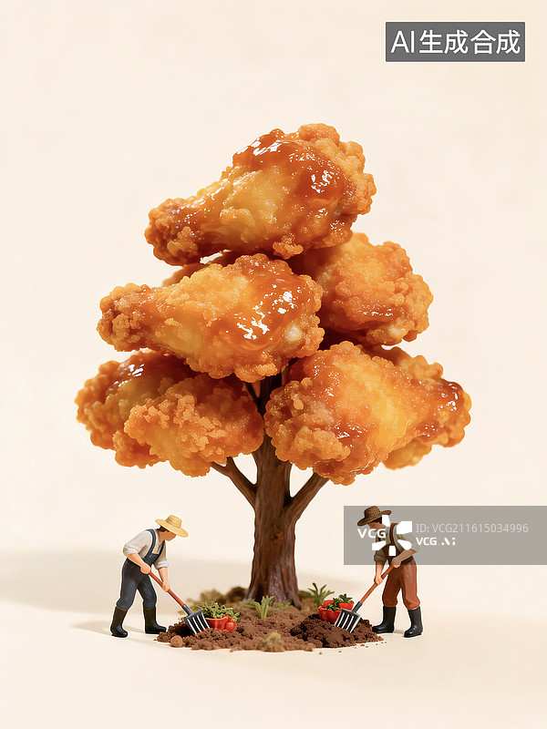 【AI数字艺术】人们处理制作小吃炸鸡翅根微距场景图片素材