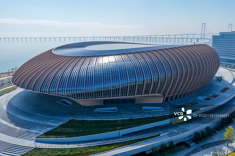 广东省南沙区大湾区文化体育中心航拍图片素材