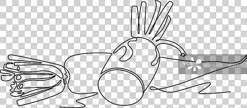 连续单线条绘画，整体与切片图片素材