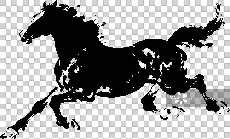 水墨画马剪影图片素材