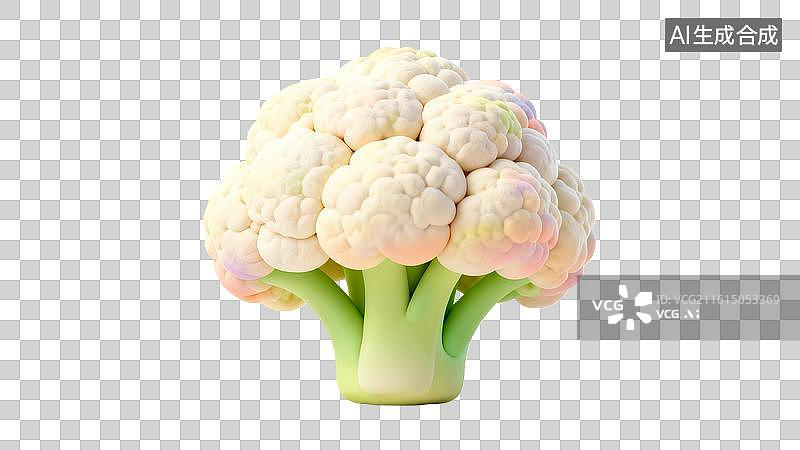 【AI数字艺术】花椰菜3D模型 创意蔬菜卡通花菜形象图片素材