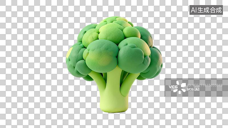 【AI数字艺术】卡通西兰花3D模型 绿色蔬菜西兰花插画图片素材