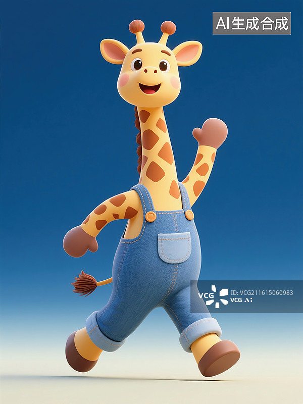 【AI数字艺术】穿背带裤的长颈鹿图片素材