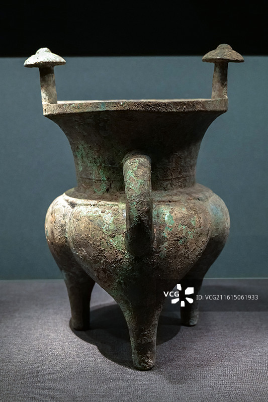 铜斝 商末周初 山东滕州前掌大墓地 中国考古博物馆（中国历史研究院）宅兹中国展厅图片素材