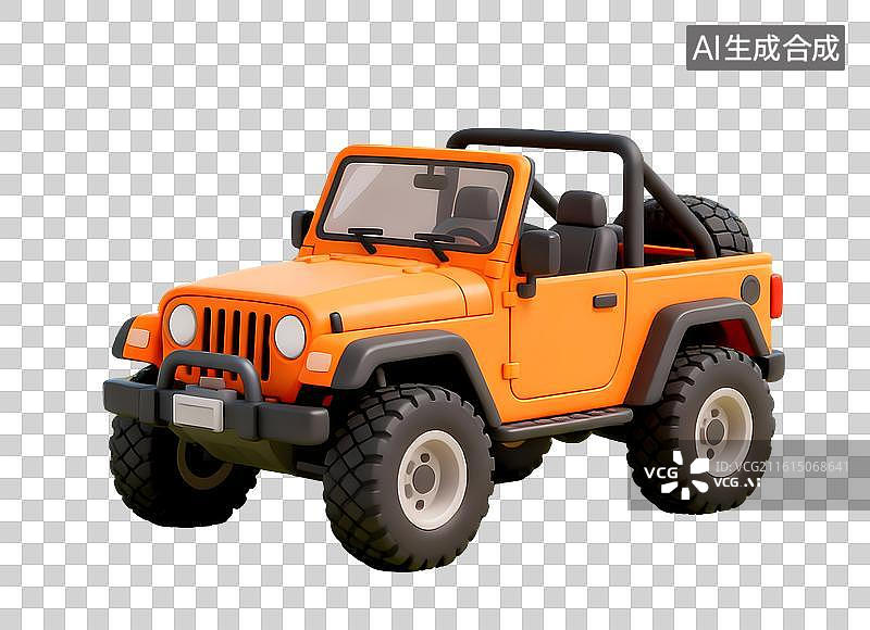【AI数字艺术】AIGC:3D四驱车吉普车越野车，自驾游，汽车元素，免抠图形图片素材