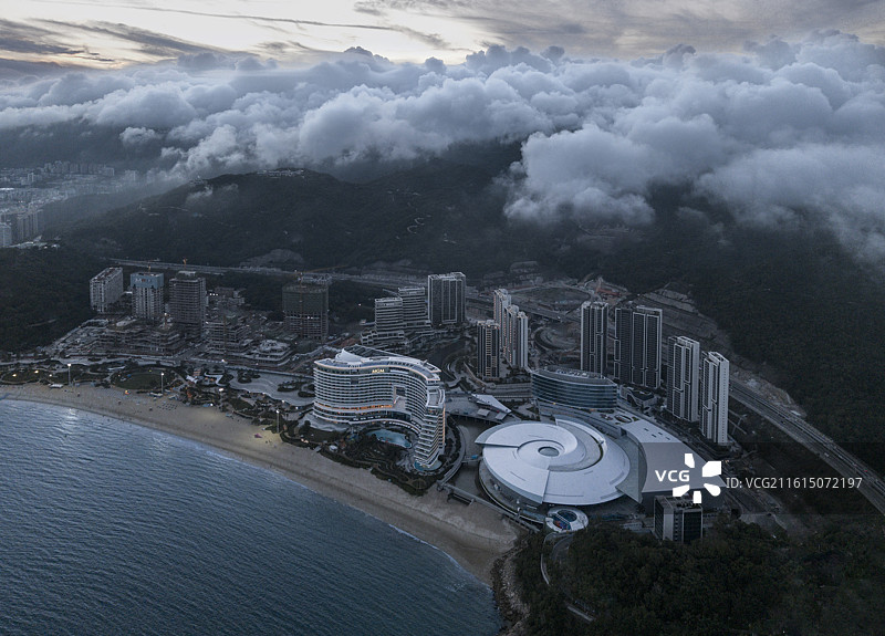 深圳小梅沙美高梅酒店及海洋世界海洋馆航拍图片素材