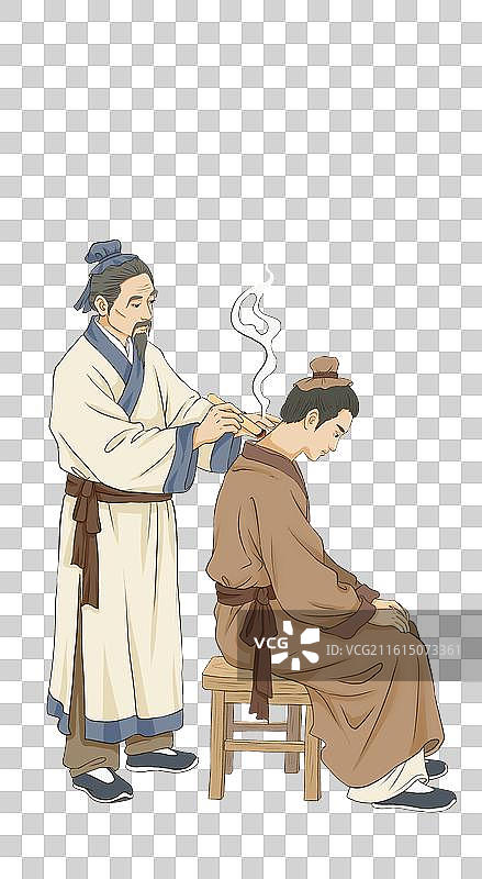 一位中医给病人艾灸图片素材