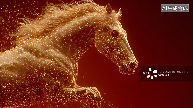 【AI数字艺术】飙驰骏马粒子四溢图片素材