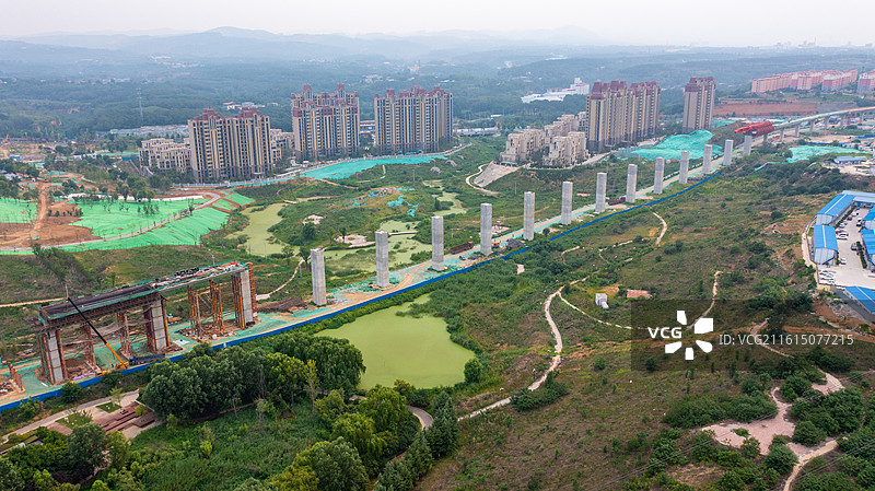 河南郑州荥阳贾峪洞林湖基建建设图片素材