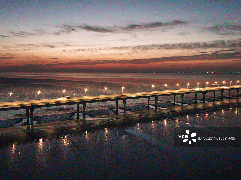 跨海大桥日出图片素材