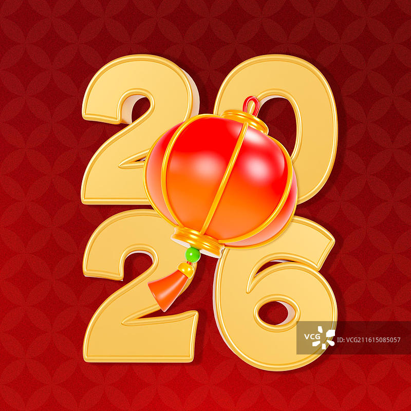 3D渲染2026年数字马年字体设计新年海报图片素材