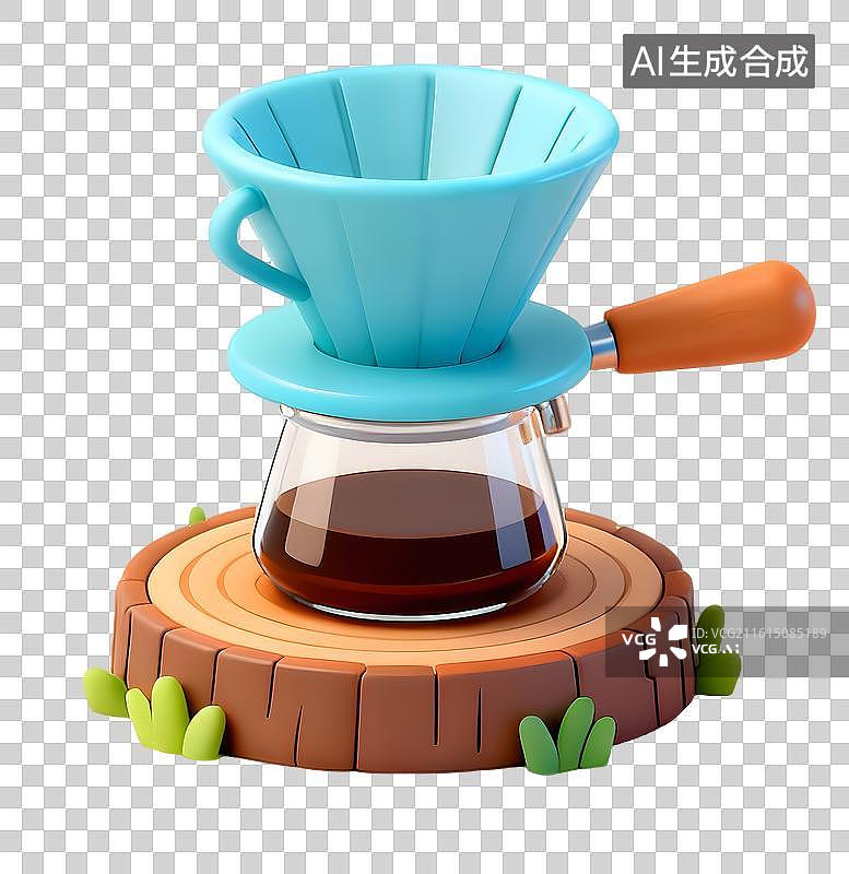 【AI数字艺术】AIGC：3D卡通手冲咖啡壶，下午茶，咖啡文化，设计元素，免抠图形图片素材