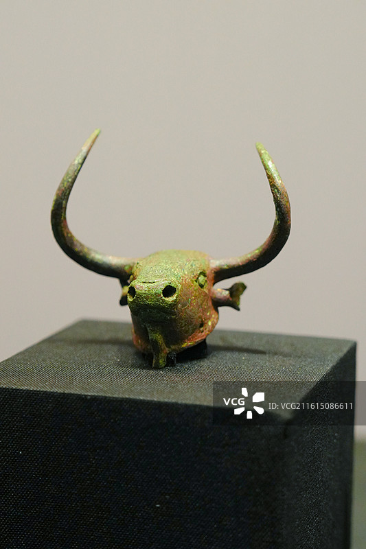 广西壮族自治区博物馆中国西南地区青铜文明特展西汉时期青铜牛头饰图片素材