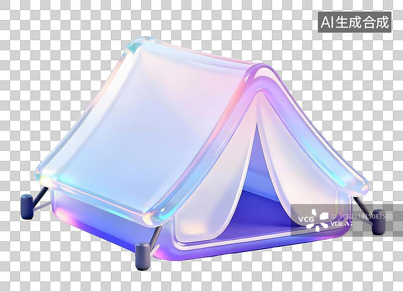 【AI数字艺术】AIGC：3D果冻风格露营帐篷，设计元素，免抠图形图片素材