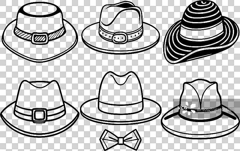 帽子和各种平顶帽及帽子的图标集图片素材