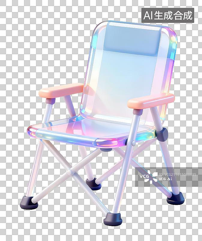 【AI数字艺术】AIGC：3D渐变果冻风格露营椅子，折叠椅，免抠图形图片素材