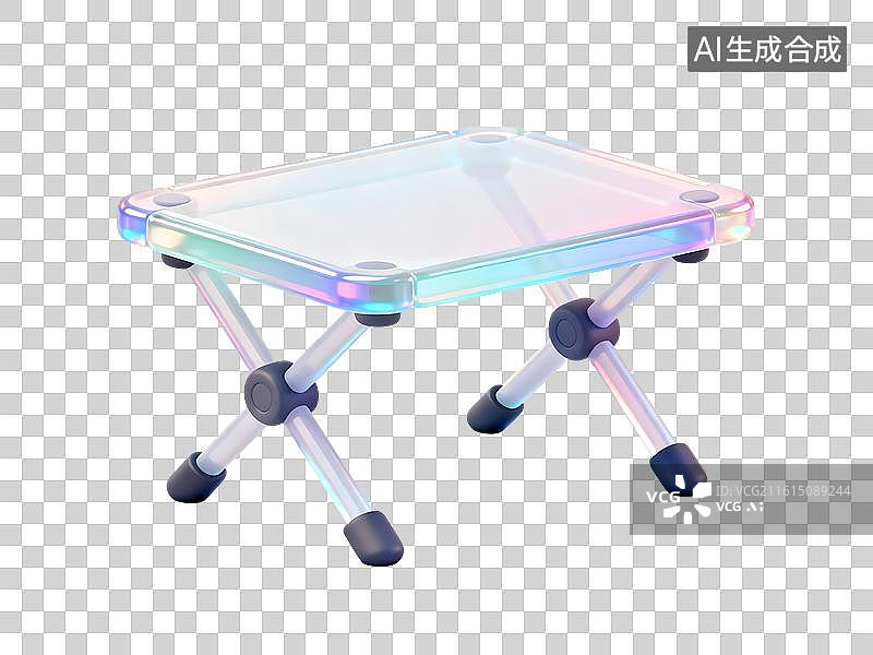 【AI数字艺术】AIGC：3D渐变果冻风格露营桌子，折叠桌子，免抠图形图片素材