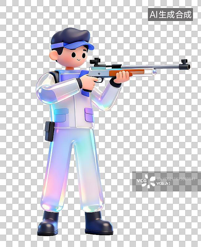 【AI数字艺术】AIGC：3D卡通射击运动员，体育比赛，运动项目图片素材