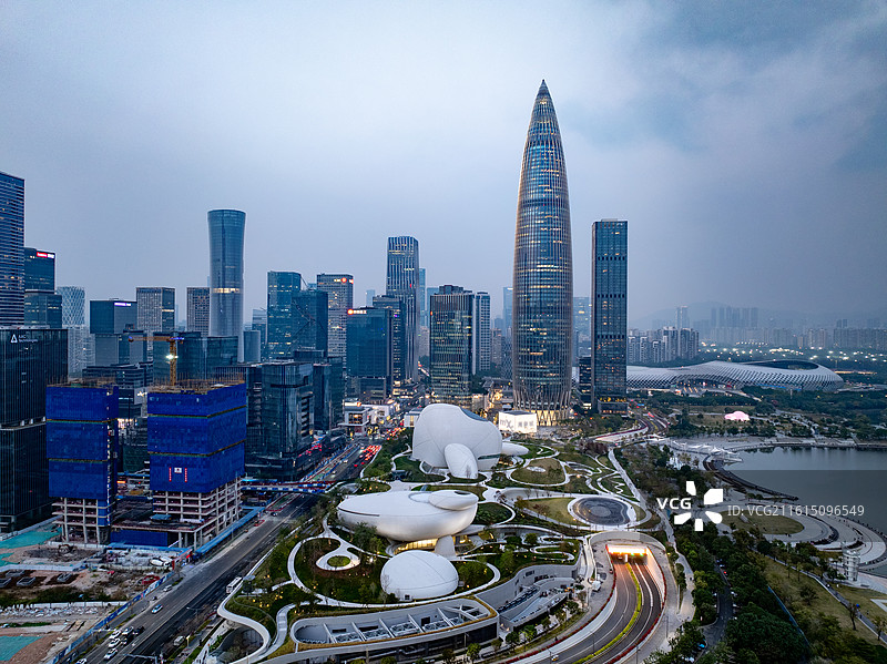 广东深圳湾广场展馆内外航拍春笋后海人才公园图片素材