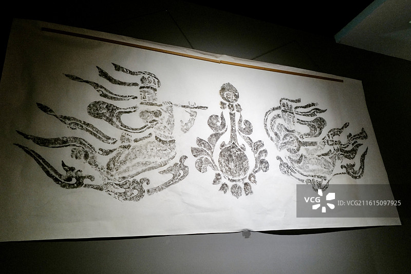 河北邯郸南响堂山石窟博物馆北朝石刻艺术拓本图片素材