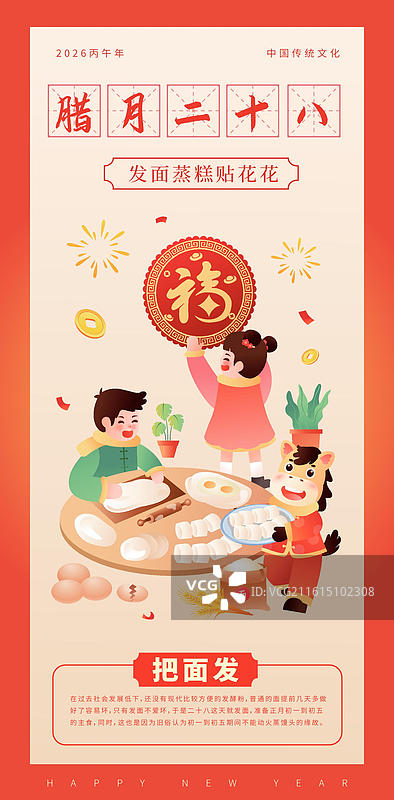 2026马年生肖年俗之 腊月二十图片素材