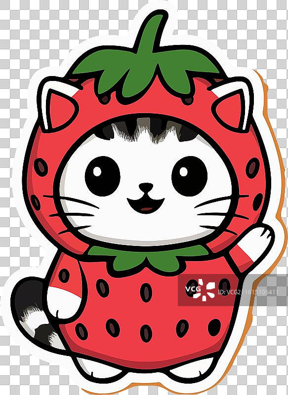 浆果可爱草莓猫贴纸图片素材